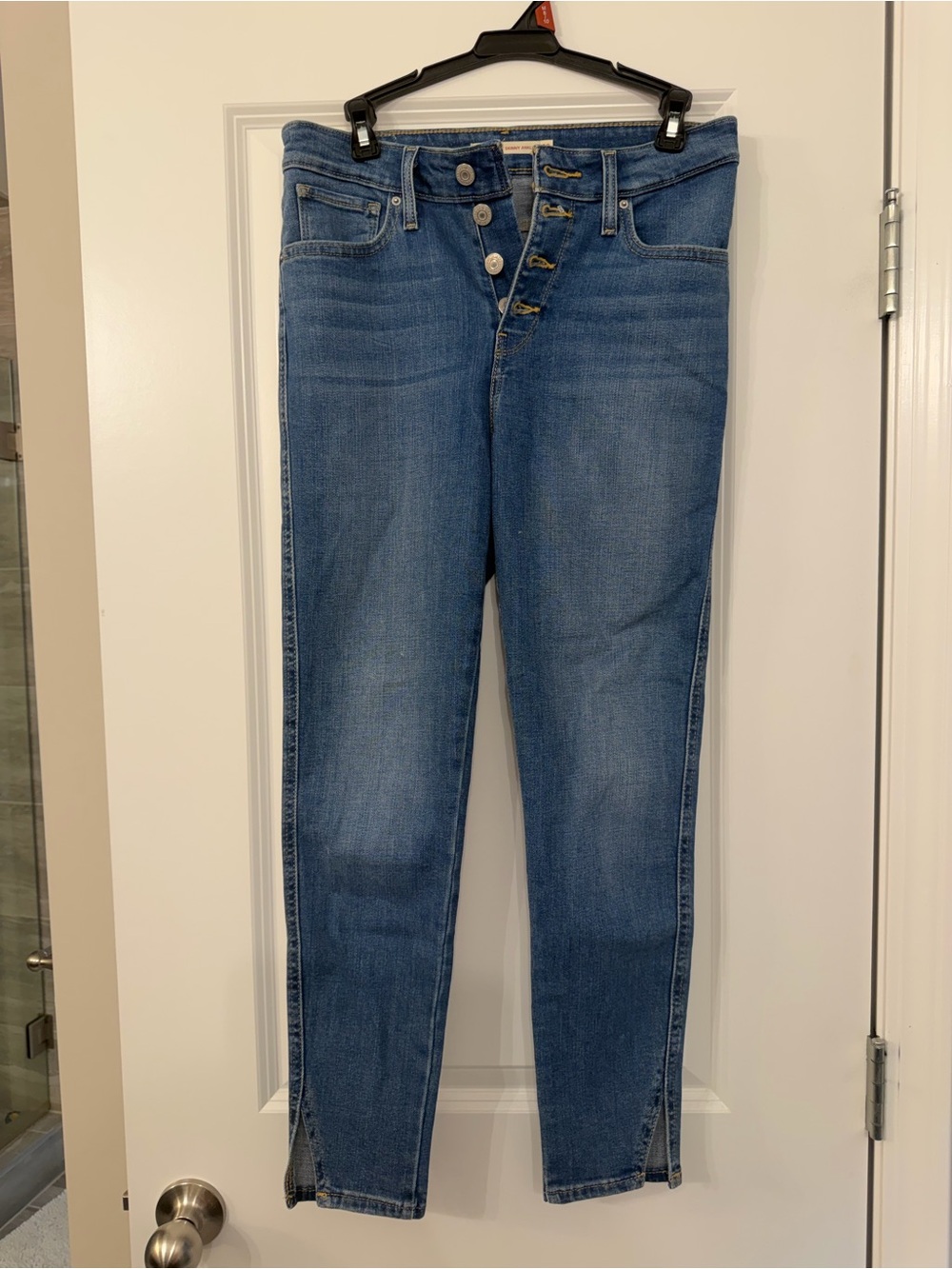 Levi's Women's Blue High-Rise Button-Fly Cropped Jeans